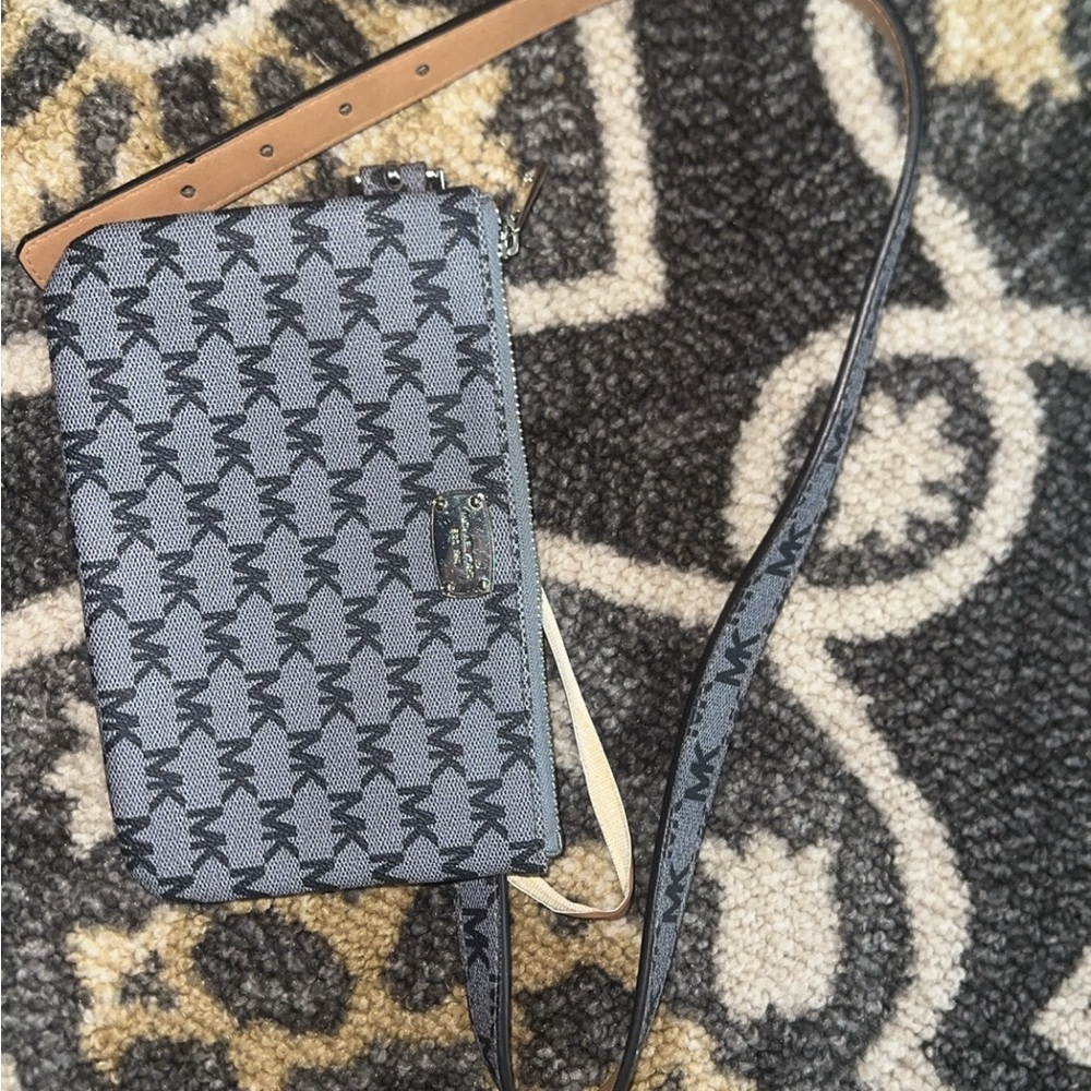 Michael Kors Blue and Tan Crossbody Bag